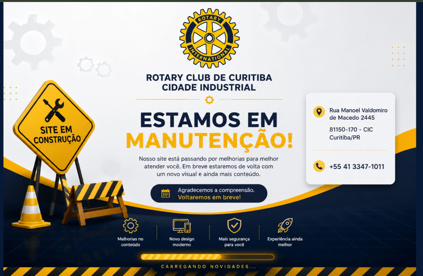 Rotary Club de Curitiba Cidade Industrial. Estamos em manutenção. Em breve estaremos de volta com um novo visual e ainda mais conteúdo.